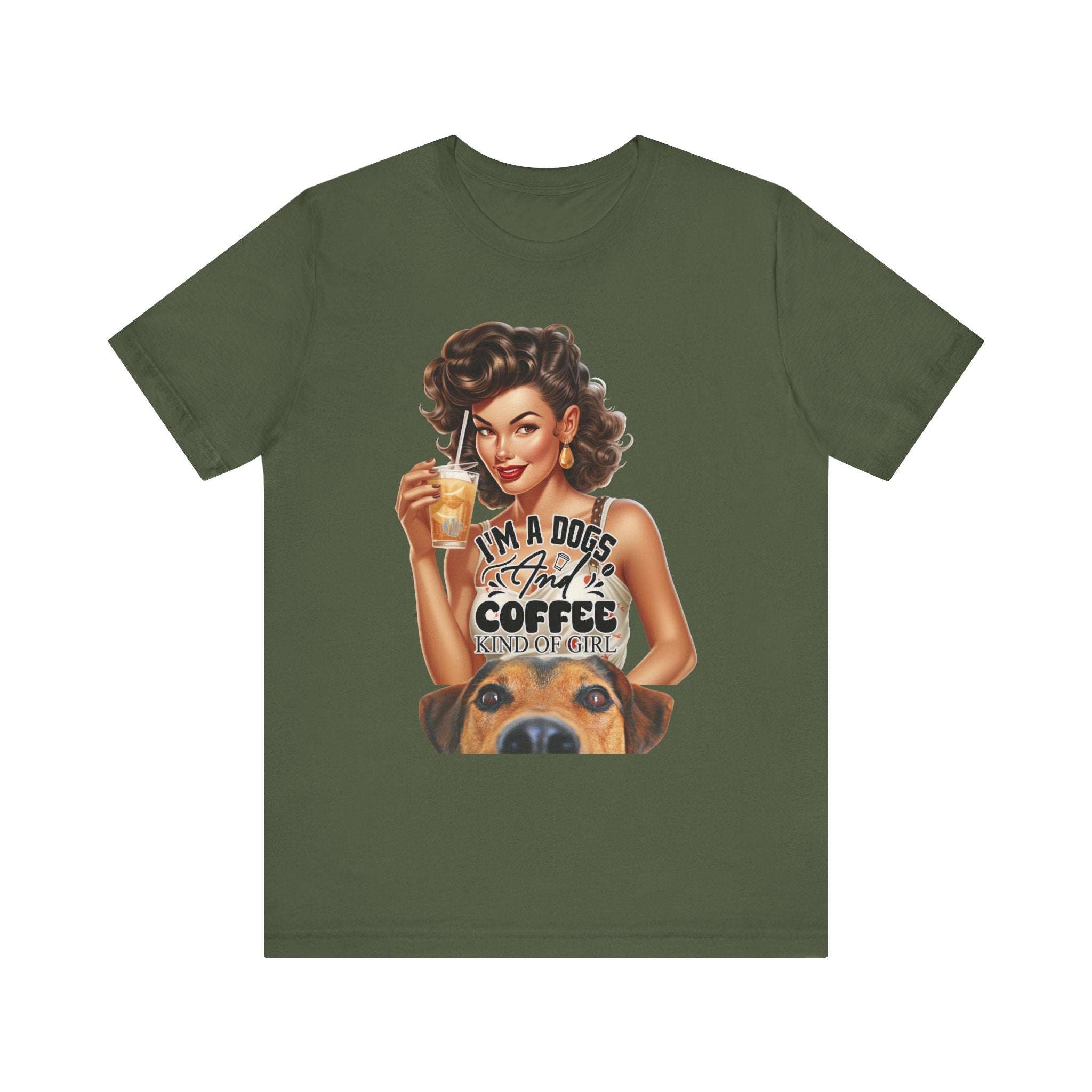 Coffee drinking Dog Mom Unisex Jersey Short Sleeve Tee